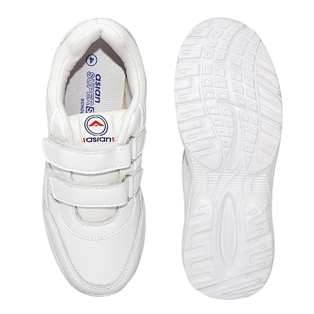 ASIAN Men's & Boy's Expo White Casual & Sneaker,School Shoes | Extra Max Cushion Lightweight Sports Shoes for Men's & Boy's (WELCRO