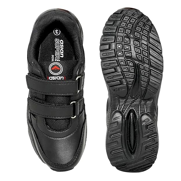 ASIAN Men's & Boy's Expo black Casual & Sneaker,School Shoes | Extra Max Cushion Lightweight Sports Shoes for Men's & Boy's (WELCRO