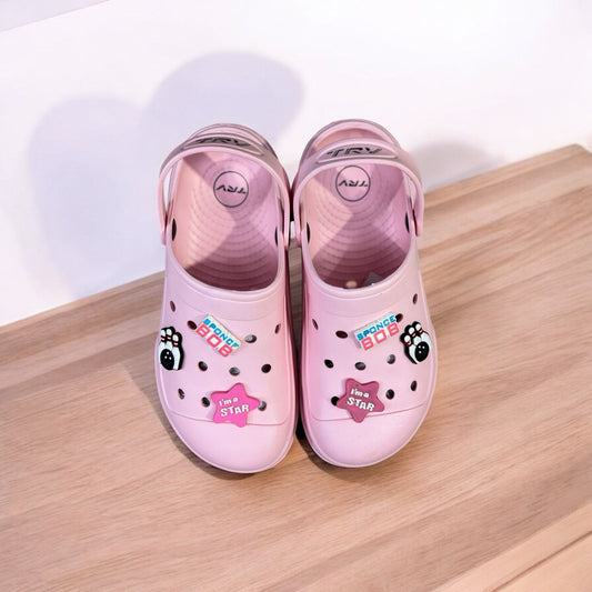 kids pink trendy crocs