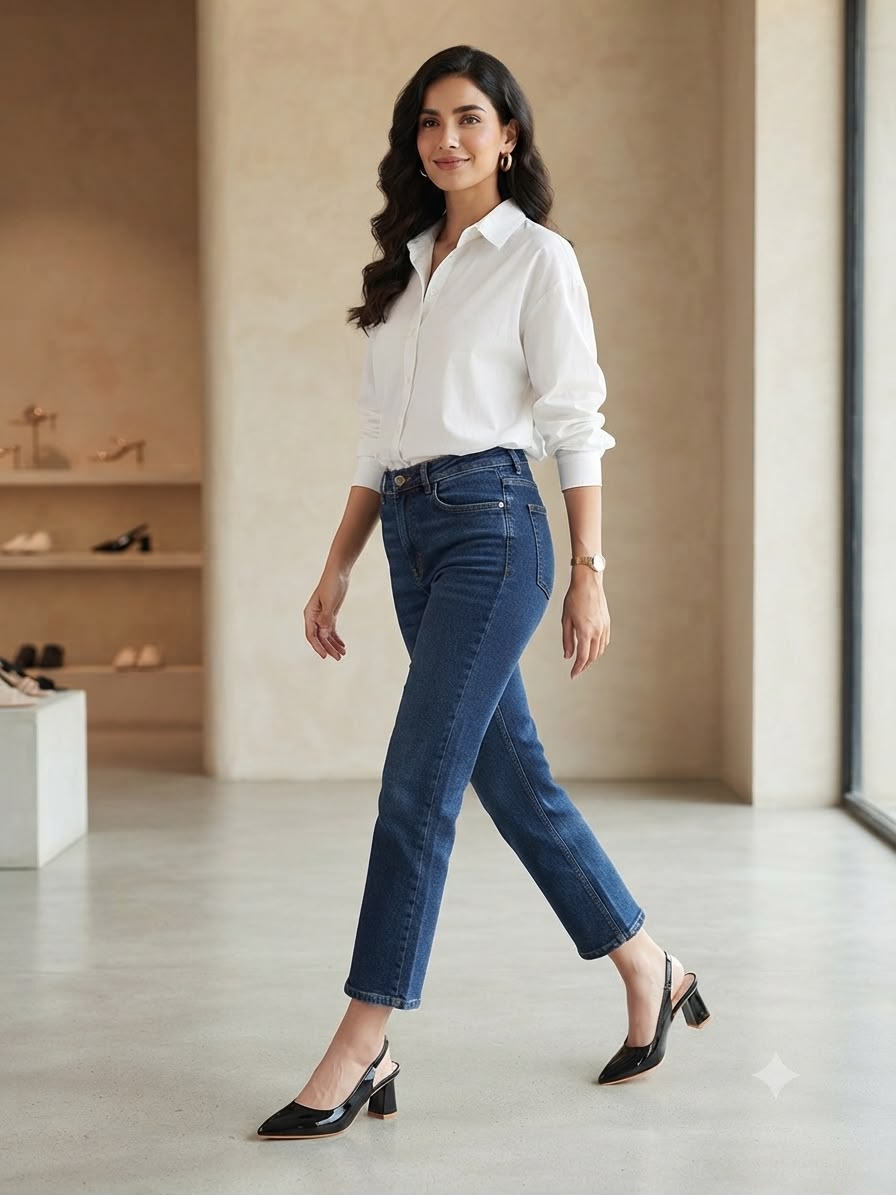 Women's Black Patent Slingback Pointed Toe Block Heel Pumps | Elegant Office & Party Wear Shoes